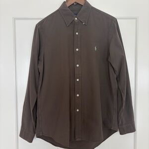 Polo Ralph Lauren Brown Button Down Shirt Classic Fit Cotton Size M